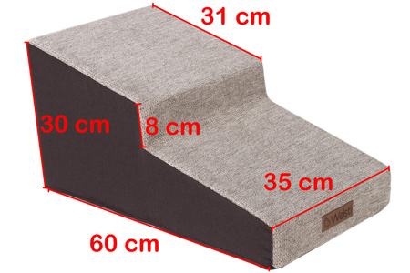 Schody dla psa 30cm 2 pochylne stopnie beżowo-brązowe